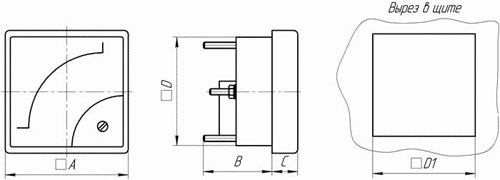 EA0707 ammeter dimensions and mounting dimensions 