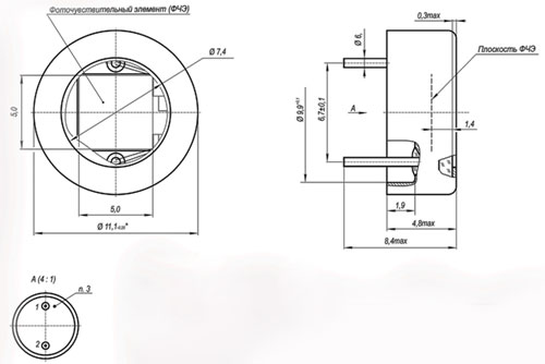 FD-200-520 photodiode dimensions