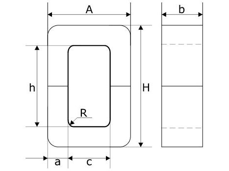 ПЛВ – Магнитопровод - Габаритные размеры.