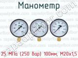 Манометр 25 МПа (250 бар) 100мм; М20х1,5 