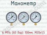 Манометр 6 МПа (60 бар) 100мм; М20х1,5 