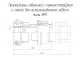 2РМ24КПН19Ш1В1 чертеж кабельной вилки с прямым патрубком и гайкой для неэкранированного кабеля.