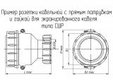 СШР48П26ЭШ3 чертеж кабельной розетки с прямым патрубком и гайкой для экранированного кабеля.