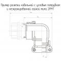 2РМТ42КУН50Г2В1 чертеж кабельной розетки с угловым патрубком и неэкранированной гайкой.