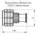 СНЦ127-10/14РП118-1-В чертеж кабельной розетки с прямым кожухом.