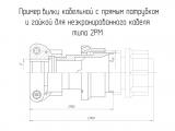 2РМ33КПН20Ш4В1 чертеж кабельной вилки с прямым патрубком и гайкой для неэкранированного кабеля.