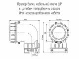 ШР28У2НГ7 чертеж кабельной вилки с угловым патрубком и гайкой для неэкранированного кабеля.
