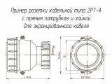 2РТ20П4ЭШ8-А чертеж кабельной розетки с прямым патрубком и гайкой для экранированного кабеля.