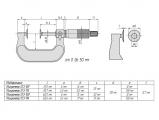 Чертеж микрометров серии 123 с диапазоном измерения от 0 до 50 мм.