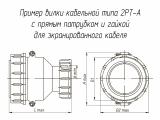 2РТ36П5ЭГ11-А чертеж кабельной вилки с прямым патрубком и гайкой для экранированного кабеля.