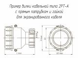 2РТ40П14ЭГ2-А чертеж кабельной вилки с прямым патрубком и гайкой для экранированного кабеля.