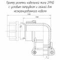 2РМД36КУН20Г6А1В чертеж кабельной розетки с угловым патрубком и гайкой для неэкранированного кабеля.
