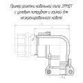 2РМДТ30КУН24Г5В1В чертеж кабельной розетки с угловым патрубком и гайкой для неэкранированного кабеля.