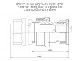 2РМД36КПЭ20Ш5В1 чертеж кабельной вилки с прямым патрубком и гайкой для экранированного кабеля.