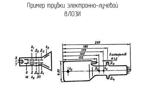 8ЛО3И - Трубка электронно-лучевая - схема, чертеж.
