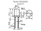 АЛ307ГМ схема, чертеж светодиода.