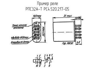 РПС32А-Т РС4.520.217-05 - Реле - схема, чертеж.