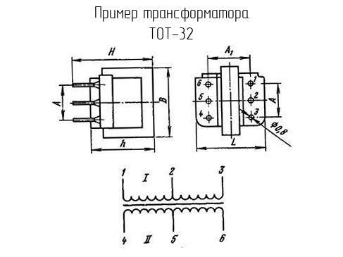 ТОТ-32 - Трансформатор - схема, чертеж.