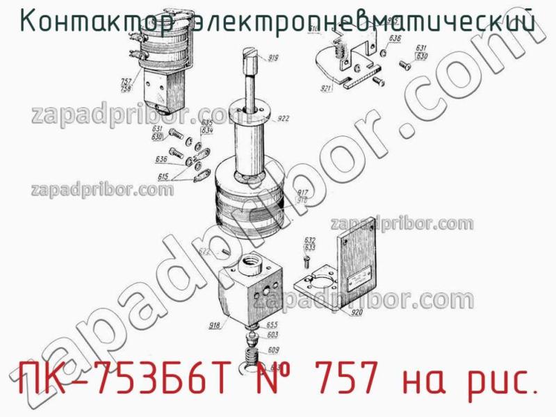Контактор электропневматический ПК-753Б6Т фотография.