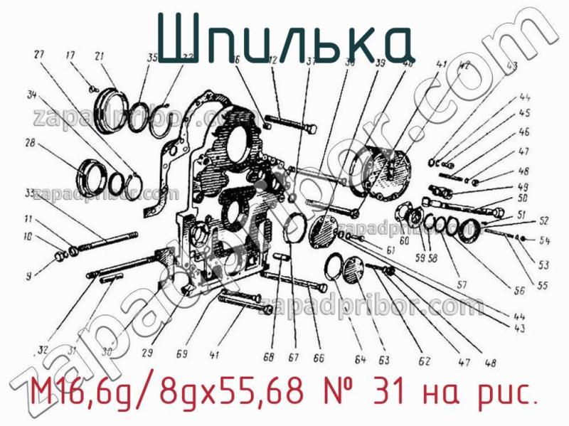 Шпилька M16,6g/8gx55,68 фотография.
