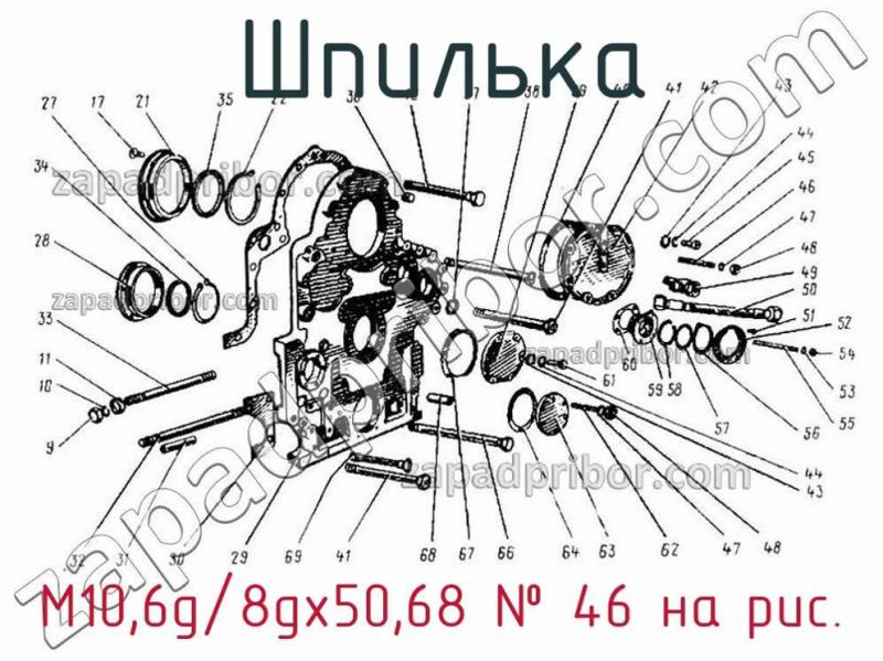 Шпилька M10,6g/8gx50,68 фотография.