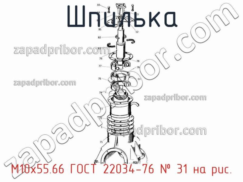 Шпилька М10х55.66 ГОСТ 22034-76 фотография.