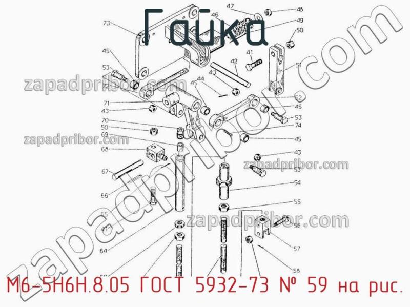 Гайка М6-5Н6Н.8.05 ГОСТ 5932-73 фотография.
