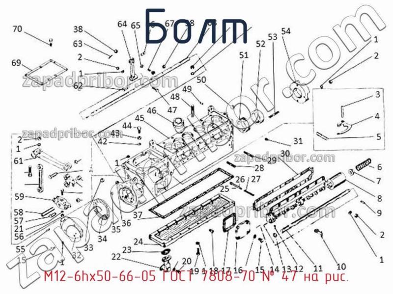 Болт М12-6hх50-66-05 ГОСТ 7808-70 фотография.