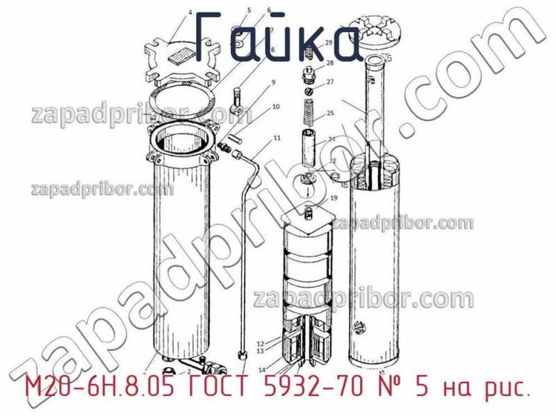 Гайка М20-6Н.8.05 ГОСТ 5932-70 фотография.