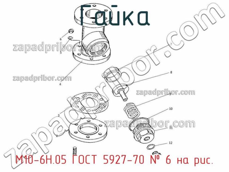 Гайка М10-6Н.05 ГОСТ 5927-70 фотография.