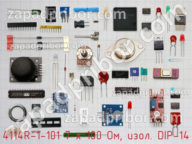 Резисторная сборка  4114R-1-101 7 x 100 Ом, изол. DIP-14 фотография.