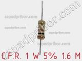 Резистор углеродистый C.F.R. 1 W 5% 1.6 М фотография 2.