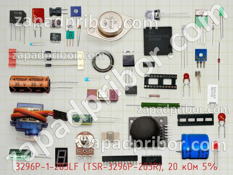 Резистор подстроечный 3296P-1-203LF (TSR-3296P-203R), 20 кОм 5% фотография.