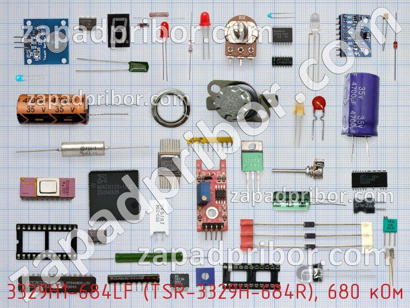 Резистор подстроечный 3329H1-684LF (TSR-3329H-684R), 680 кOм фотография.