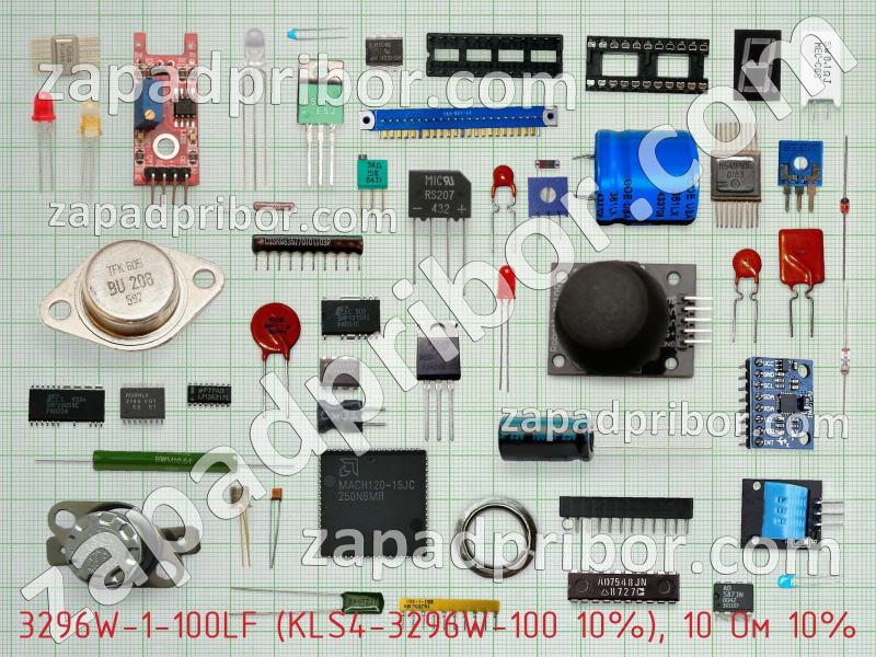 Резистор подстроечный 3296W-1-100LF (KLS4-3296W-100 10%), 10 Ом 10% фотография.