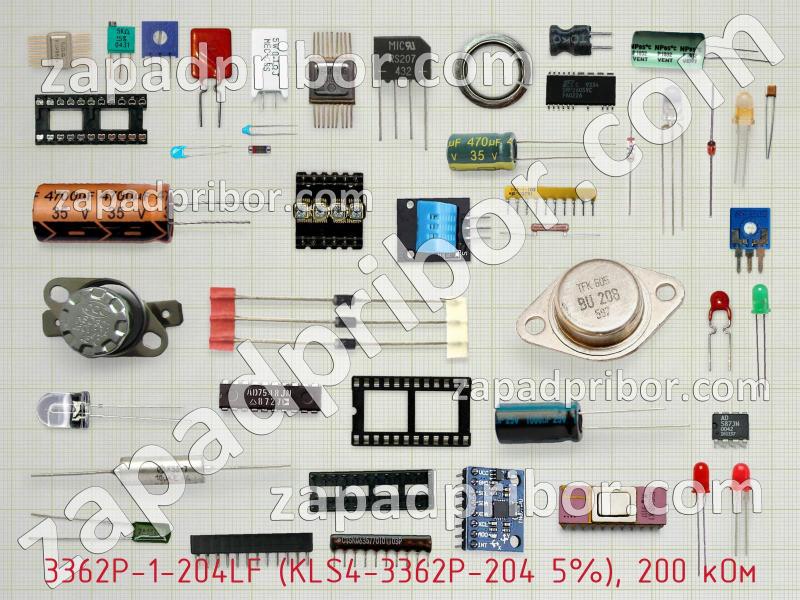 Резистор подстроечный 3362P-1-204LF (KLS4-3362P-204 5%), 200 кОм фотография.