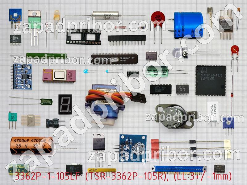 Резистор подстроечный 3362P-1-105LF (TSR-3362P-105R), (LL:3+/-1mm) фотография.