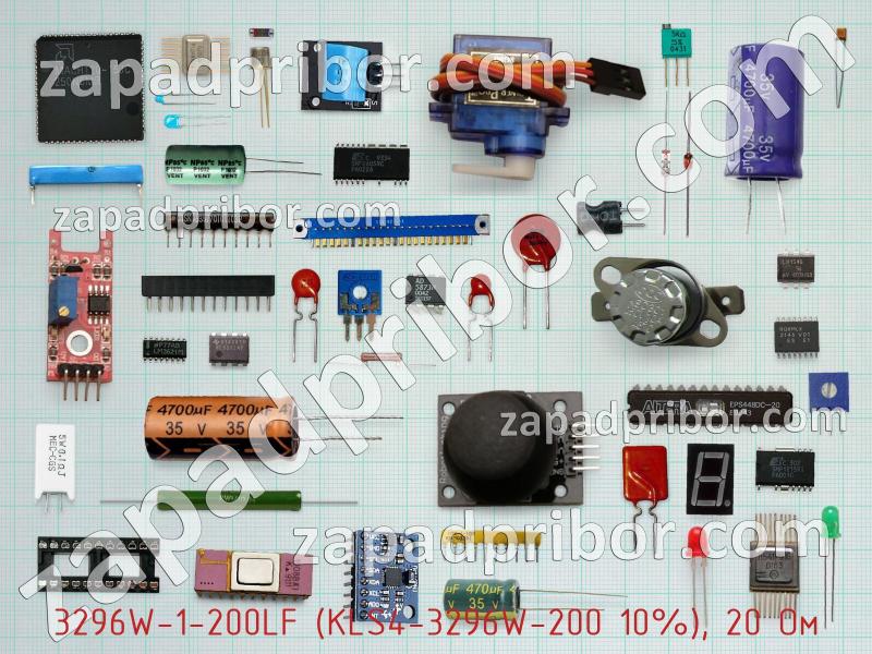 Резистор подстроечный 3296W-1-200LF (KLS4-3296W-200 10%), 20 Ом фотография.