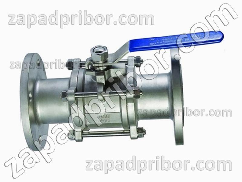 Кран шаровой ДУ32 Ру40 трехсоставной фланцевый нержавеющий, фотография 1.
