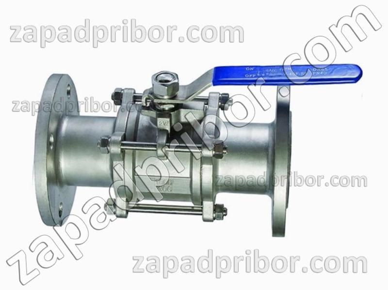 Кран шаровой ДУ40 Ру40 трехсоставной фланцевый нержавеющий, фотография 1.