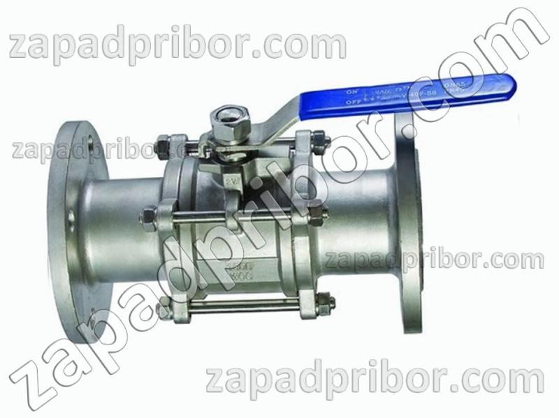 Кран шаровой ДУ50 Ру40 трехсоставной фланцевый нержавеющий, фотография 1.