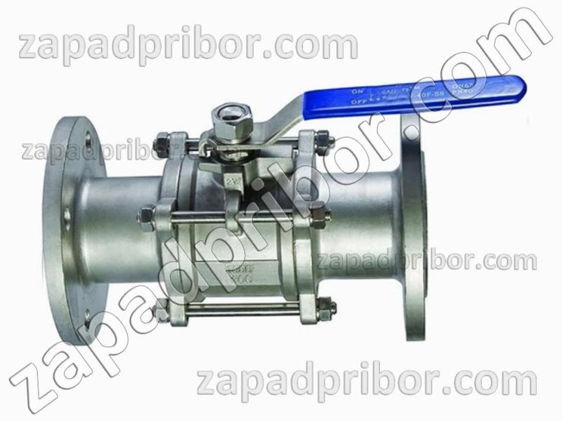Кран шаровой ДУ65 Ру40 трехсоставной фланцевый нержавеющий, фотография 1.