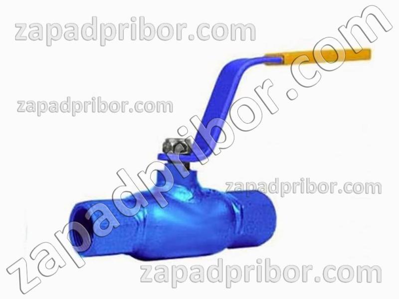 Кран шаровый ДУ40 Ру40 муфтовый стальной полнопроходной Interval, фотография 1.