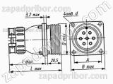 Соединитель низкочастотный цилиндрический ШР20ПК5НШ10 вилка