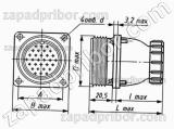 Соединитель низкочастотный цилиндрический ШРГ32ПК12ЭШ1 вилка