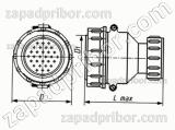 Соединитель низкочастотный цилиндрический 2РТ28П7ЭГ9-А вилка