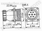 Соединитель низкочастотный цилиндрический ШР20ПК4ЭГ8 розетка