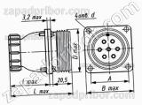 Соединитель низкочастотный цилиндрический ШР20ПК3ЭГ7 розетка