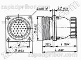 Соединитель низкочастотный цилиндрический ШРГ20ПК3ЭШ7 вилка