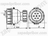 Соединитель низкочастотный цилиндрический ШР32П1ЭШ5 розетка